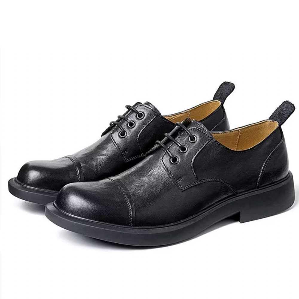 Chaussures Décontractées Pour Hommes Cuir Gaufré - Noir