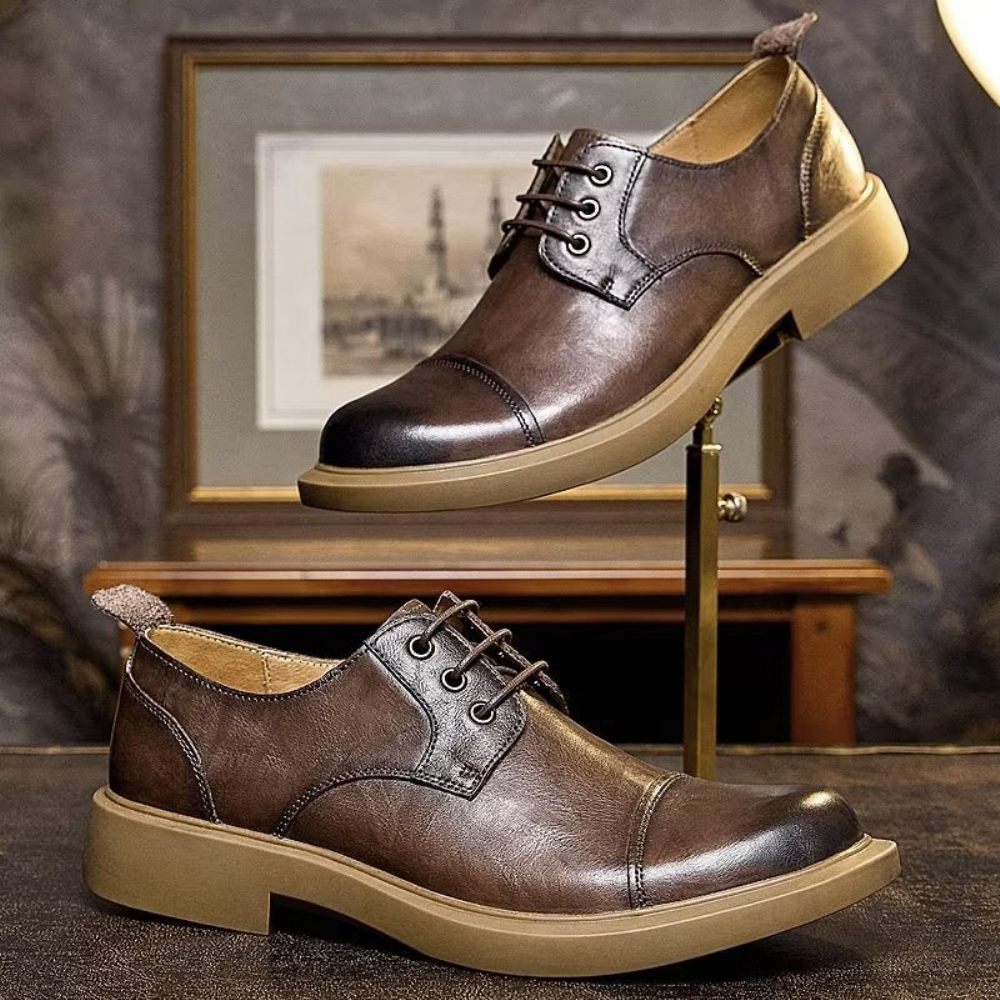 Chaussures Décontractées Pour Hommes Cuir Gaufré - Café