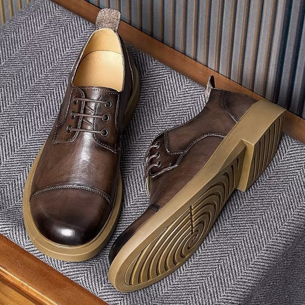 Chaussures Décontractées Pour Hommes Cuir Gaufré - Café