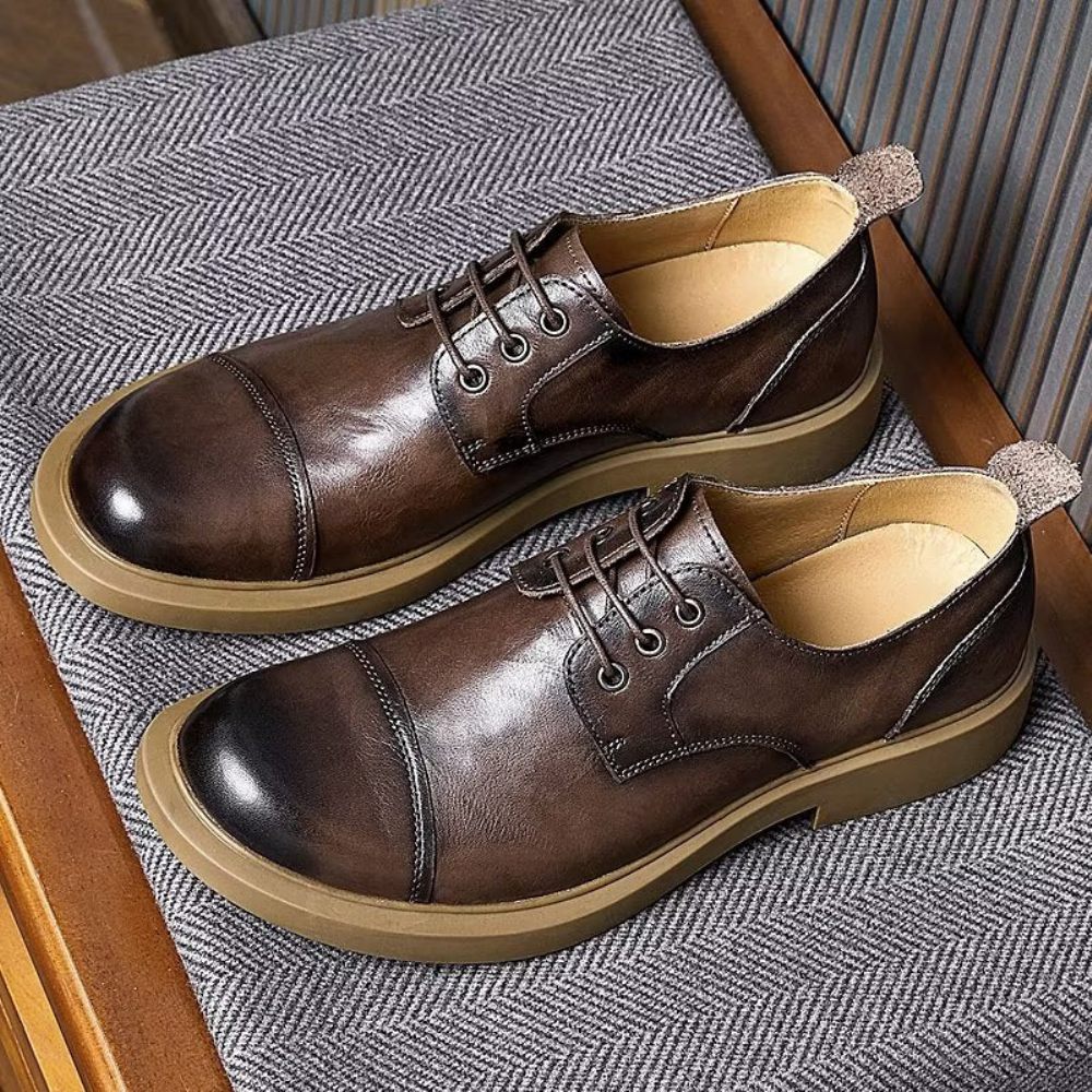 Chaussures Décontractées Pour Hommes Cuir Gaufré - Café