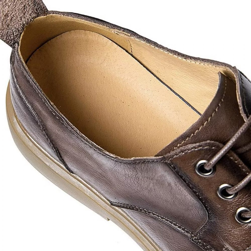 Chaussures Décontractées Pour Hommes Cuir Gaufré - Café