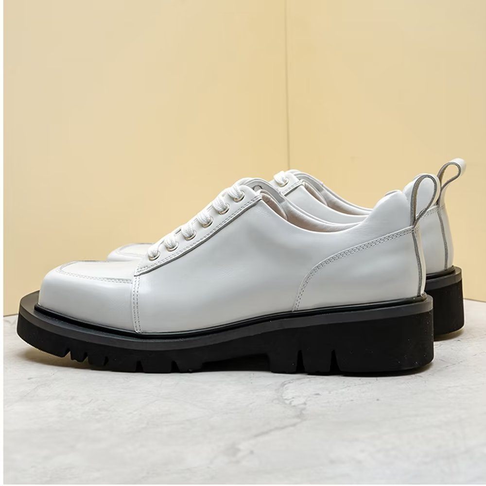 Chaussures Décontractées Pour Hommes Cuir Luxe À La Mode - Blanc