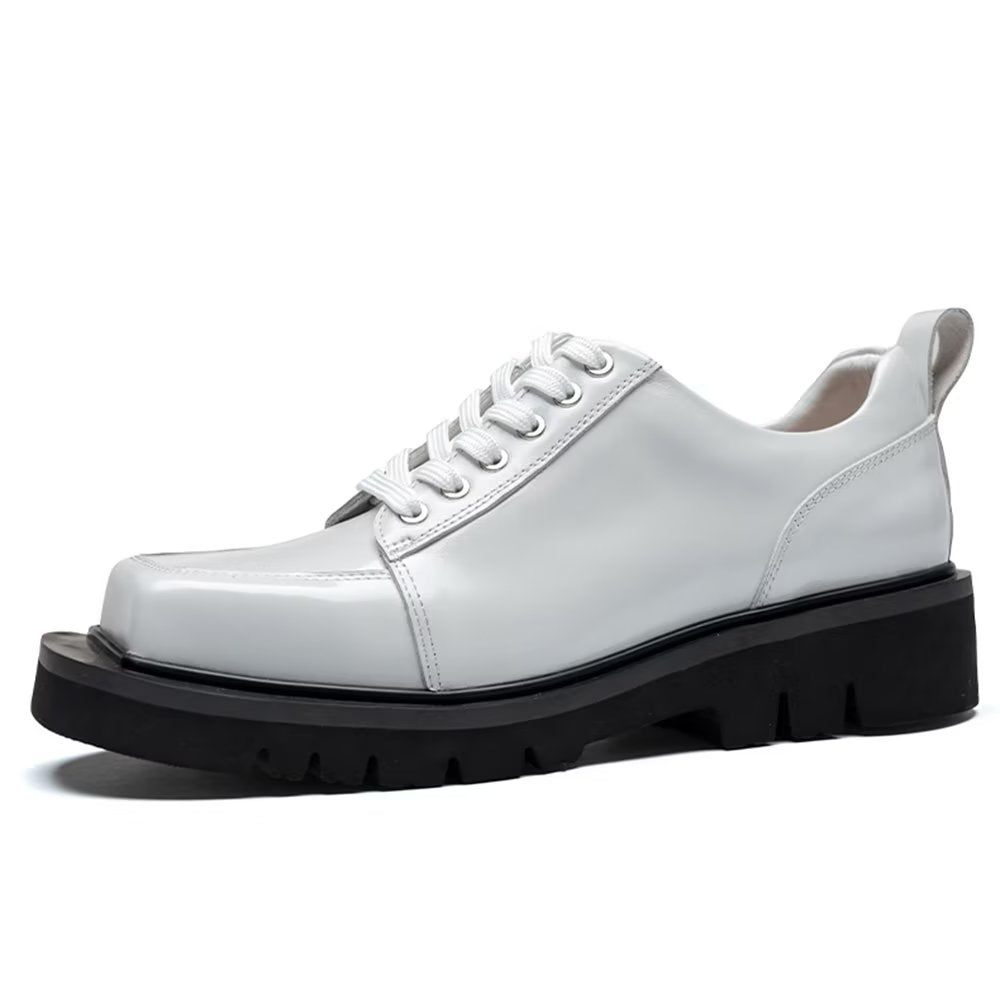 Chaussures Décontractées Pour Hommes Cuir Luxe À La Mode - Blanc