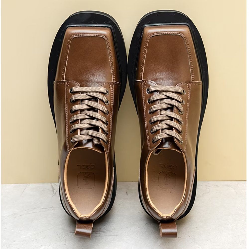 Chaussures Décontractées Pour Hommes Cuir Luxe À La Mode - Café