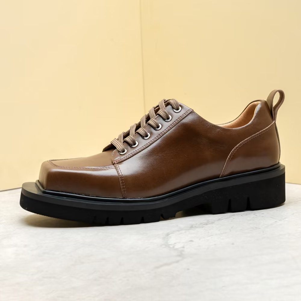 Chaussures Décontractées Pour Hommes Cuir Luxe À La Mode - Café