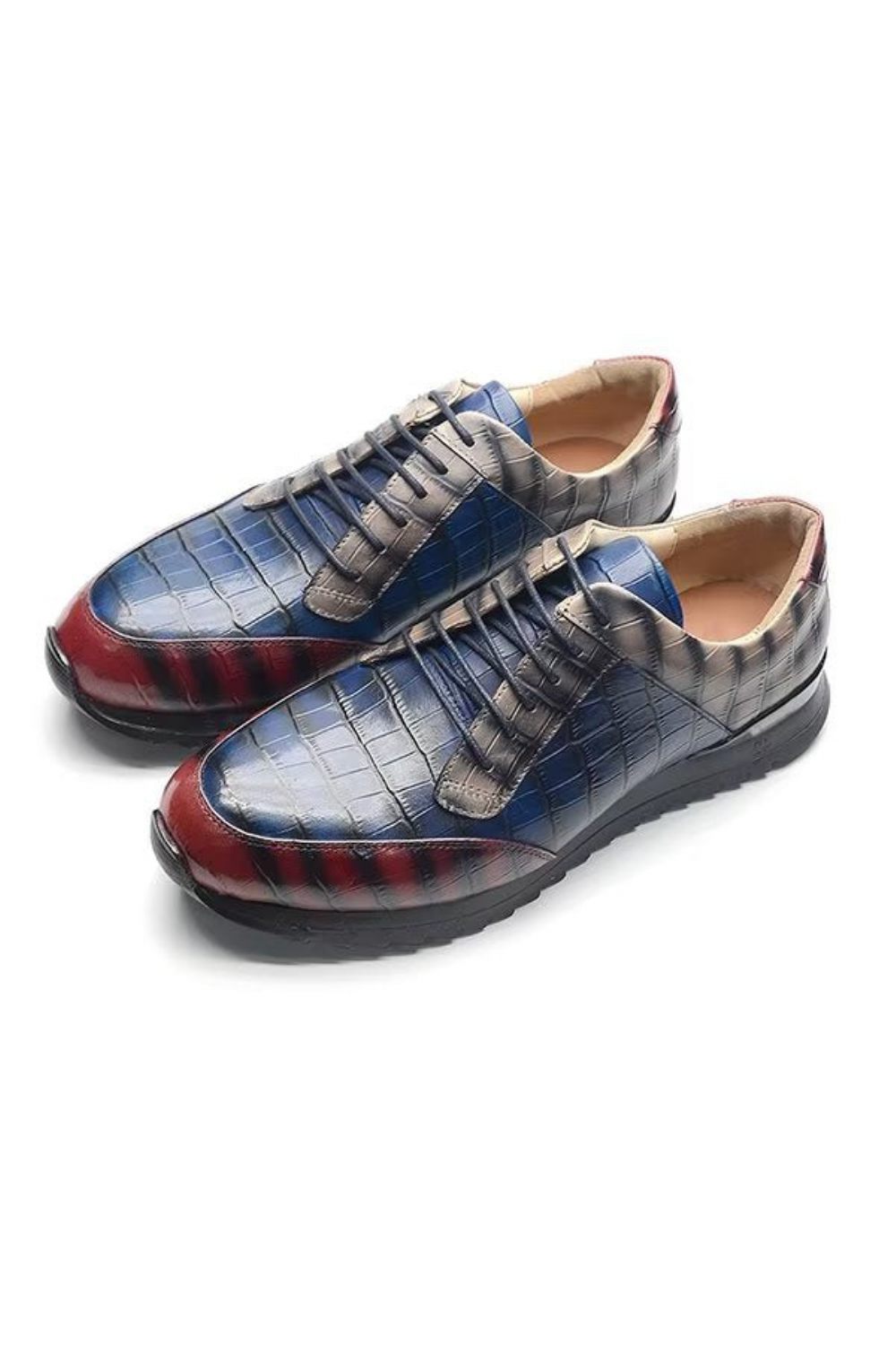 Chaussures Décontractées Pour Hommes Cuir Urbaines Raffinées - Bleu