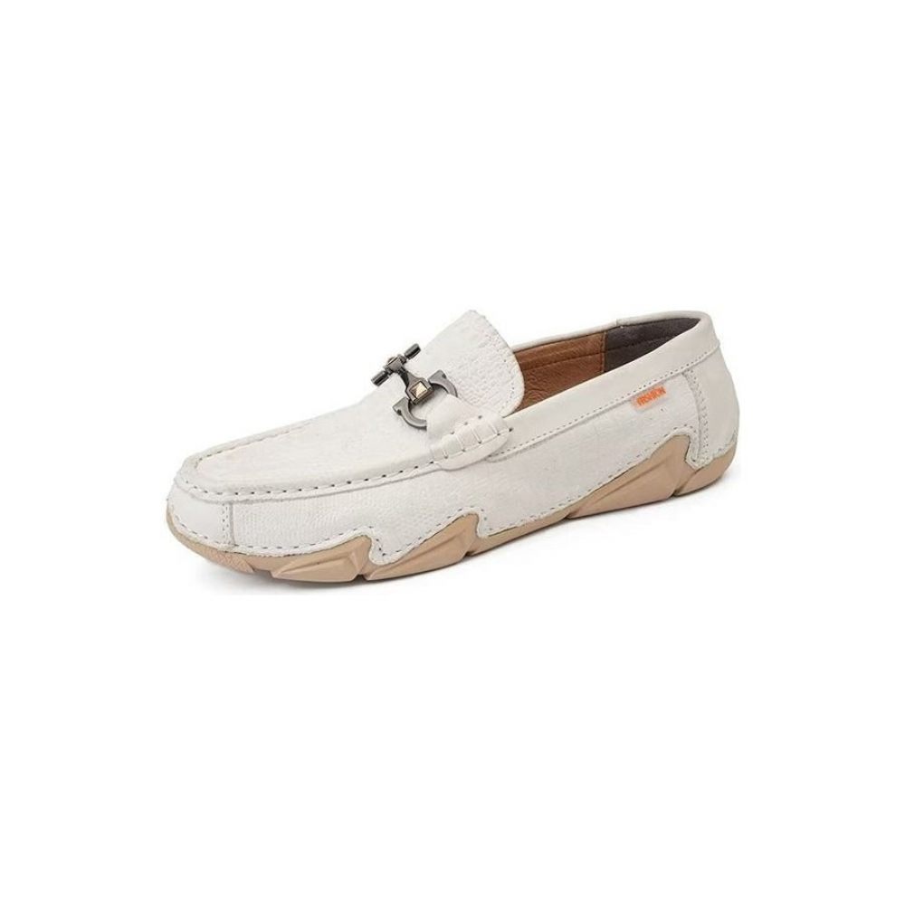 Chaussures Décontractées Pour Hommes Cuir Vache Chics - Blanc