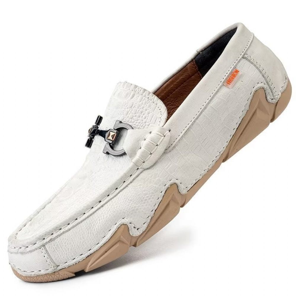 Chaussures Décontractées Pour Hommes Cuir Vache Chics - Blanc