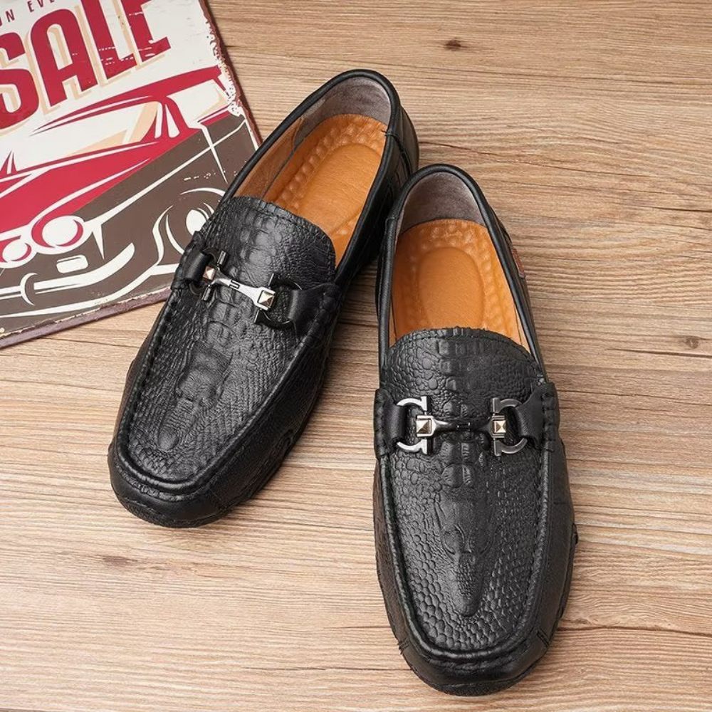 Chaussures Décontractées Pour Hommes Cuir Vache Chics - Noir