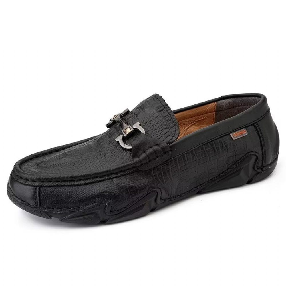 Chaussures Décontractées Pour Hommes Cuir Vache Chics - Noir