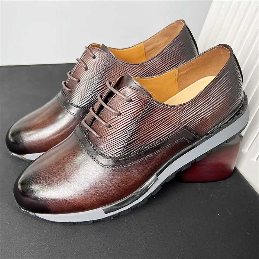 Chaussures Décontractées Pour Hommes Cuir Vache Élégantes - Marron