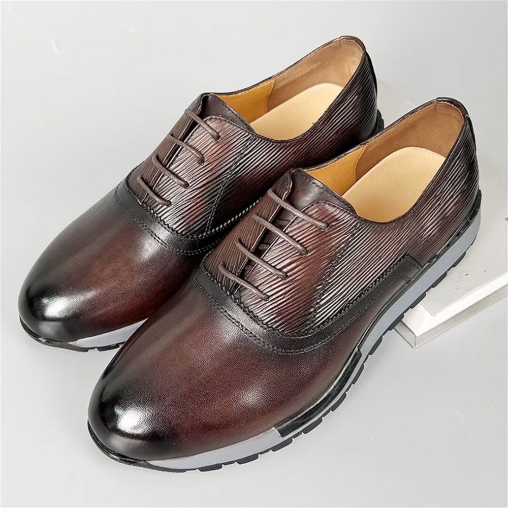 Chaussures Décontractées Pour Hommes Cuir Vache Élégantes - Marron