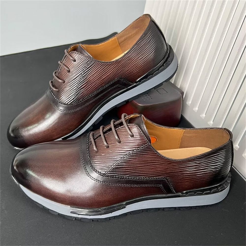 Chaussures Décontractées Pour Hommes Cuir Vache Élégantes - Marron