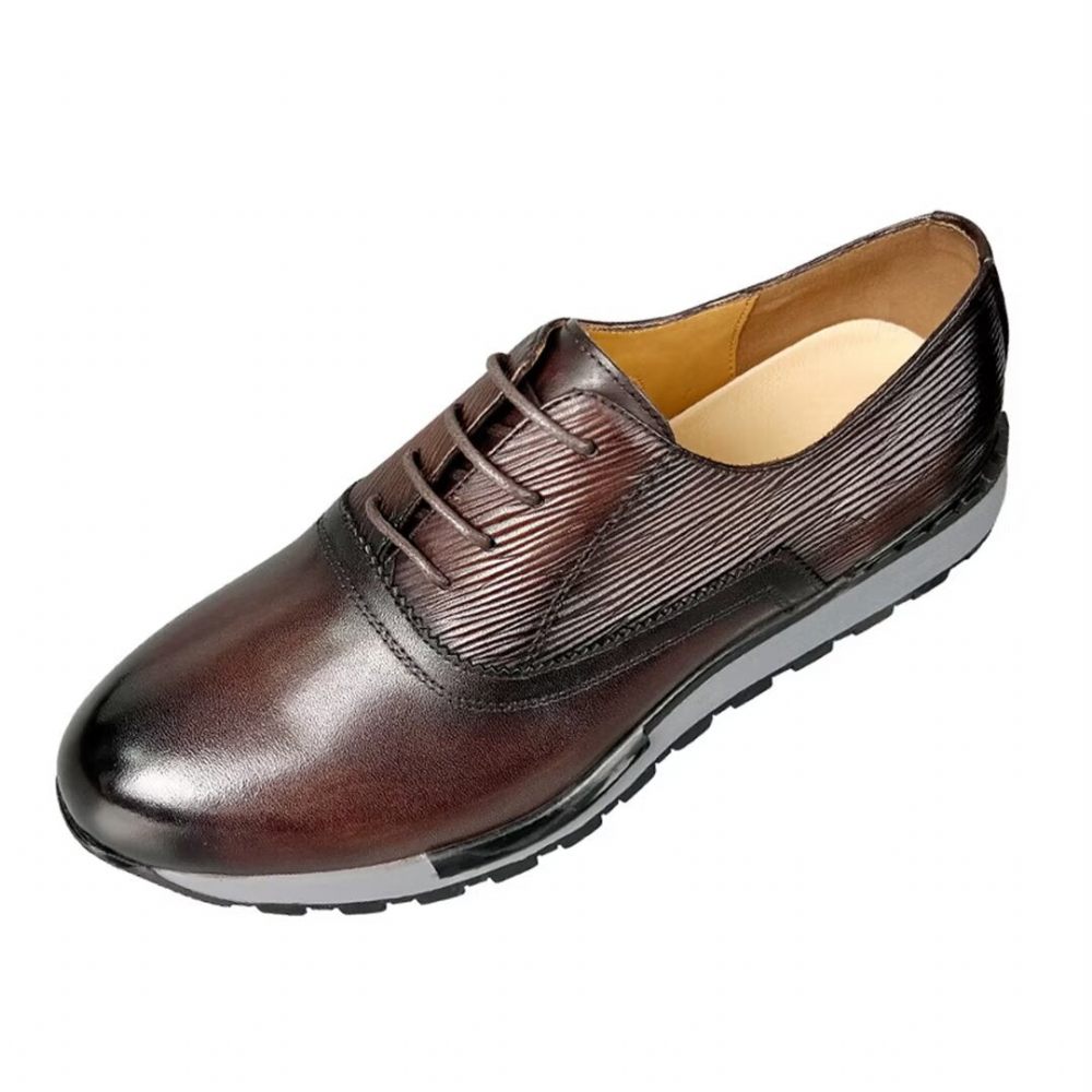 Chaussures Décontractées Pour Hommes Cuir Vache Élégantes - Marron