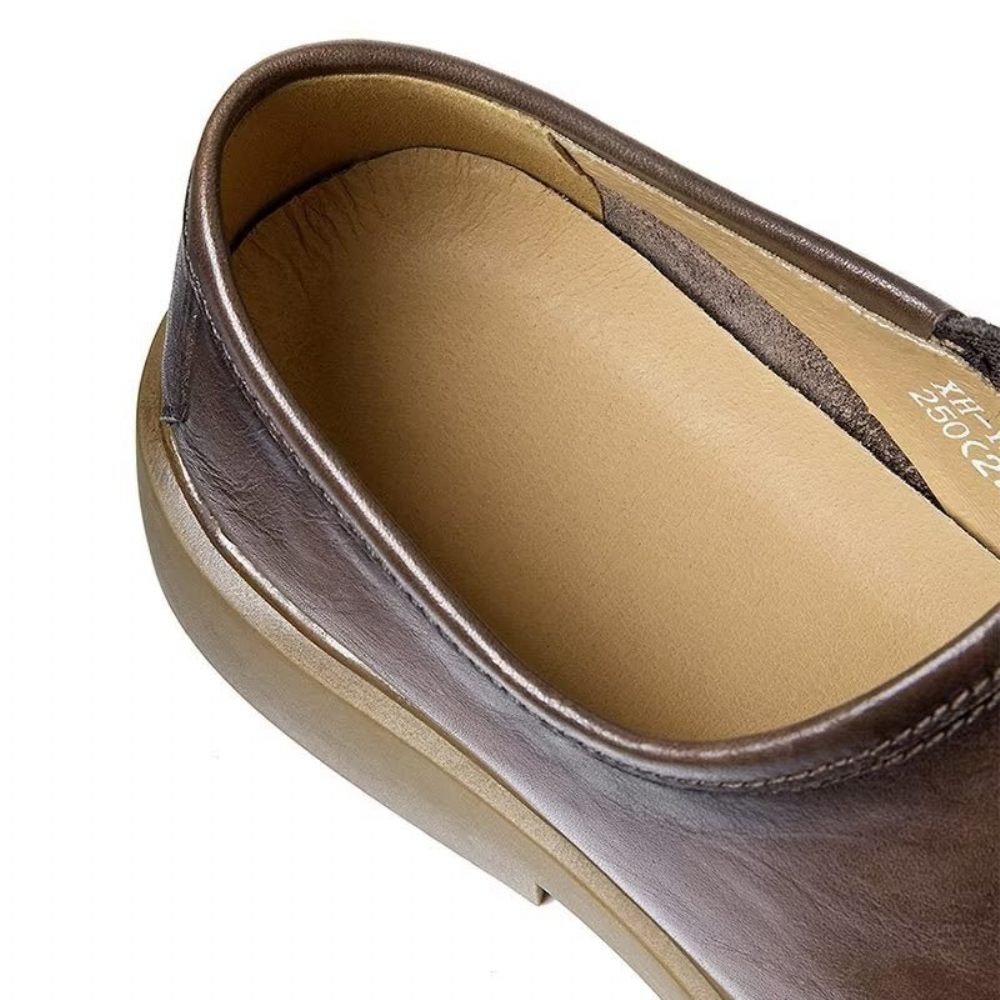 Chaussures Décontractées Pour Hommes Élégantes À Bout Rond Enfiler - Café