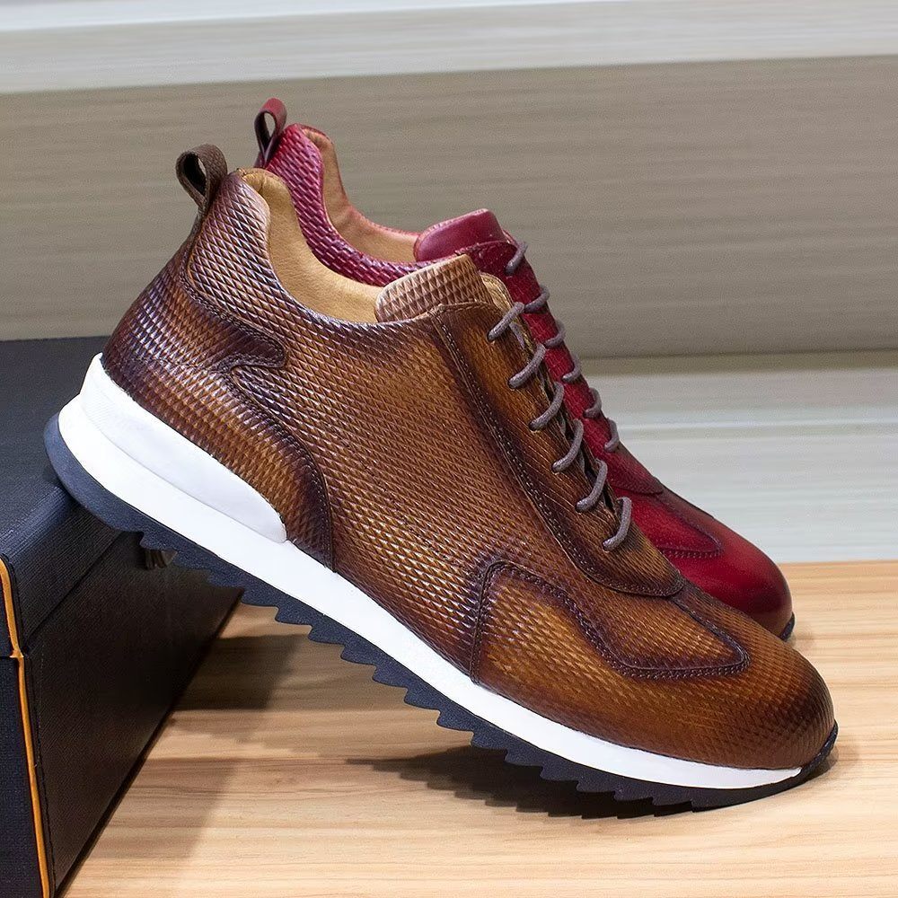 Chaussures Décontractées Pour Hommes Élégantes Cuir Vache - Café