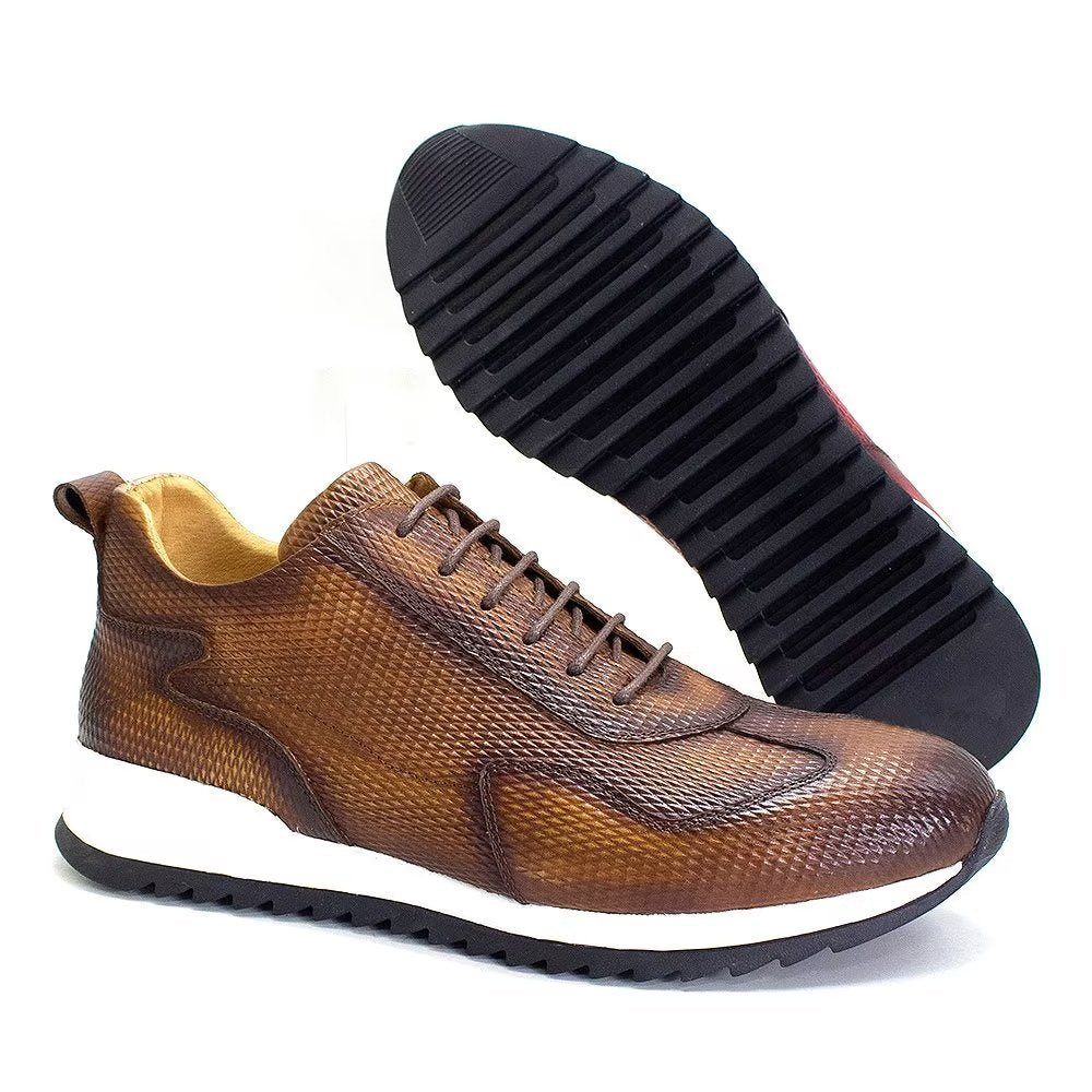 Chaussures Décontractées Pour Hommes Élégantes Cuir Vache - Café