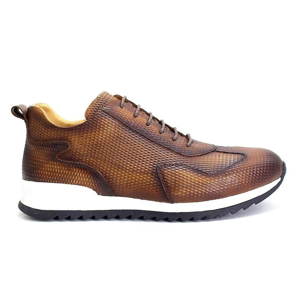 Chaussures Décontractées Pour Hommes Élégantes Cuir Vache - Café