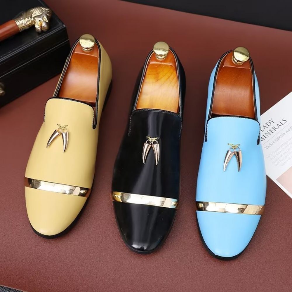 Chaussures Décontractées Pour Hommes À Enfiler Avec Accent Métal Élégant - Jaune