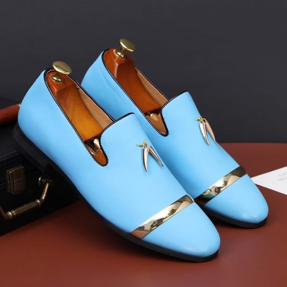 Chaussures Décontractées Pour Hommes À Enfiler Avec Accent Métal Élégant - Bleu