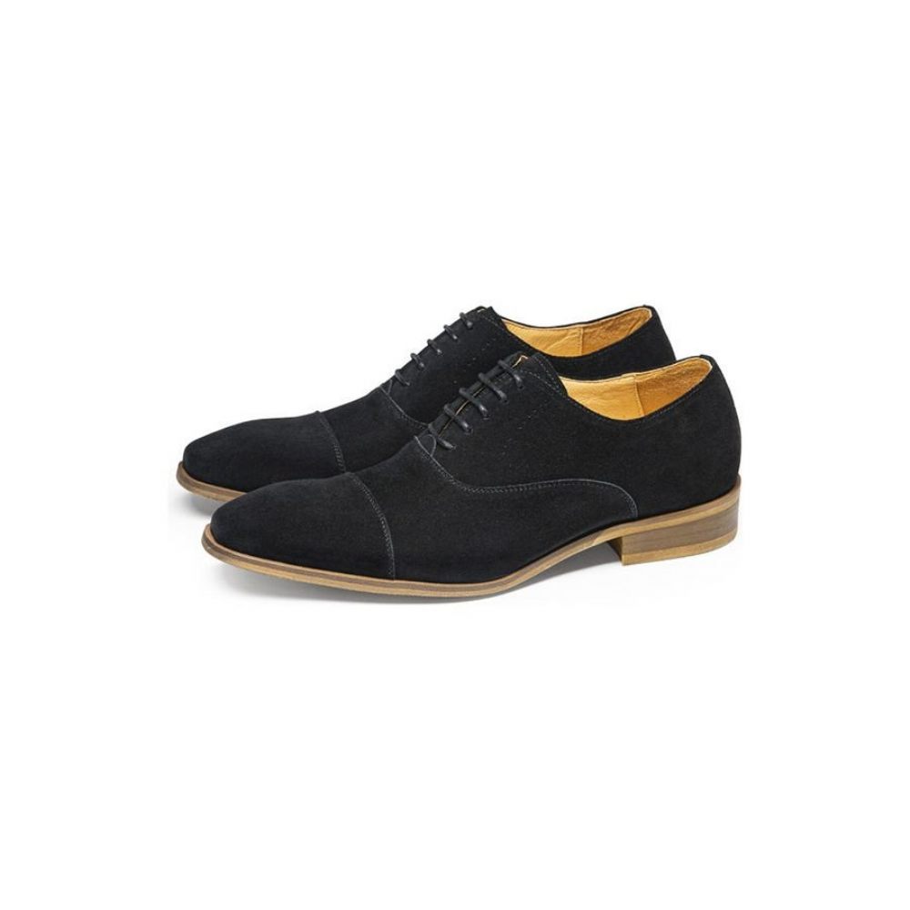 Chaussures Décontractées Pour Hommes Habillées Cuir À Lacets Chics - Noir