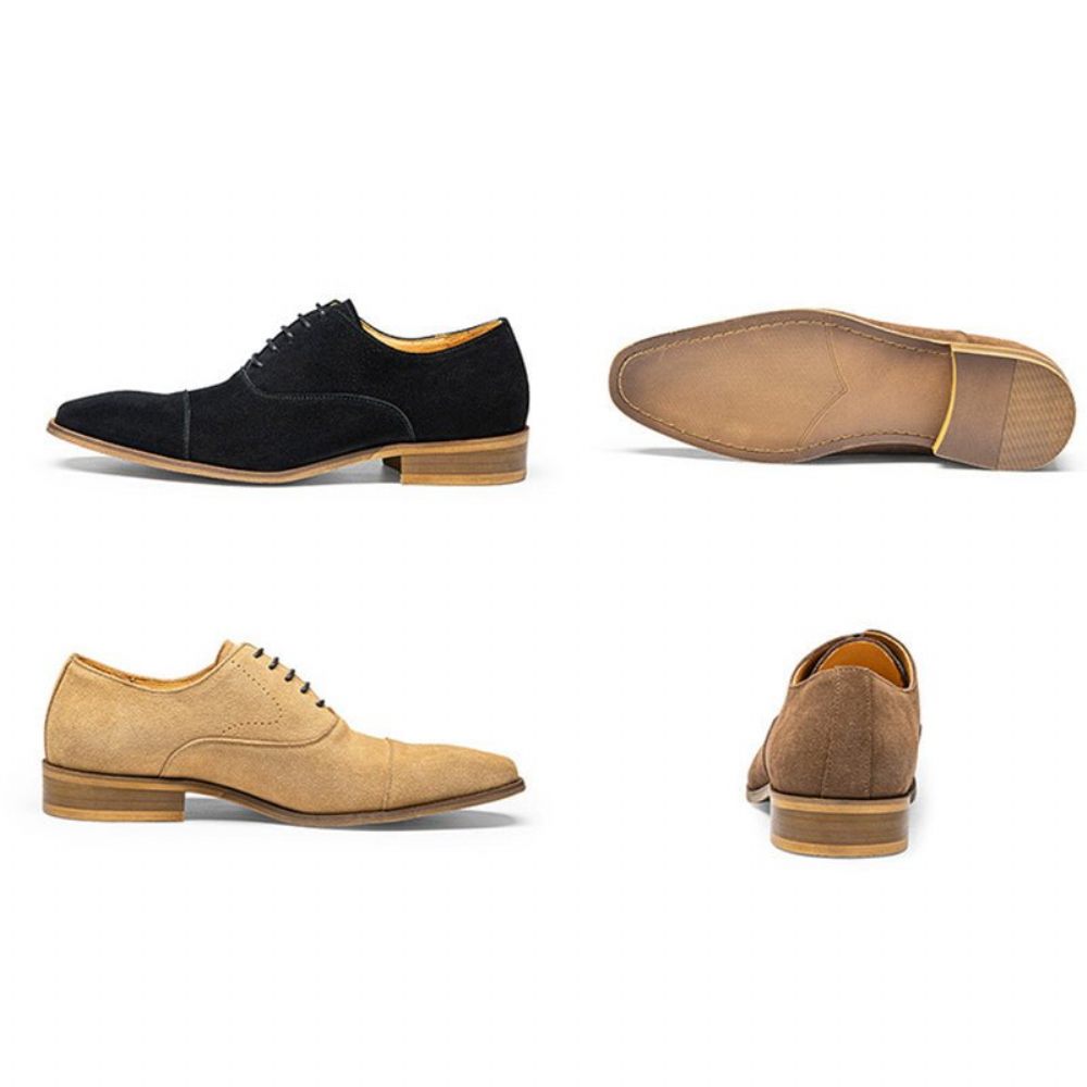 Chaussures Décontractées Pour Hommes Habillées Cuir À Lacets Chics - Noir