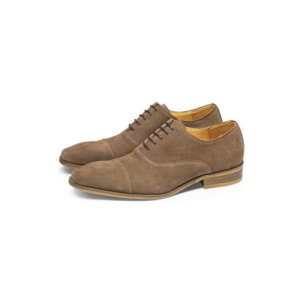 Chaussures Décontractées Pour Hommes Habillées Cuir À Lacets Chics - Kaki