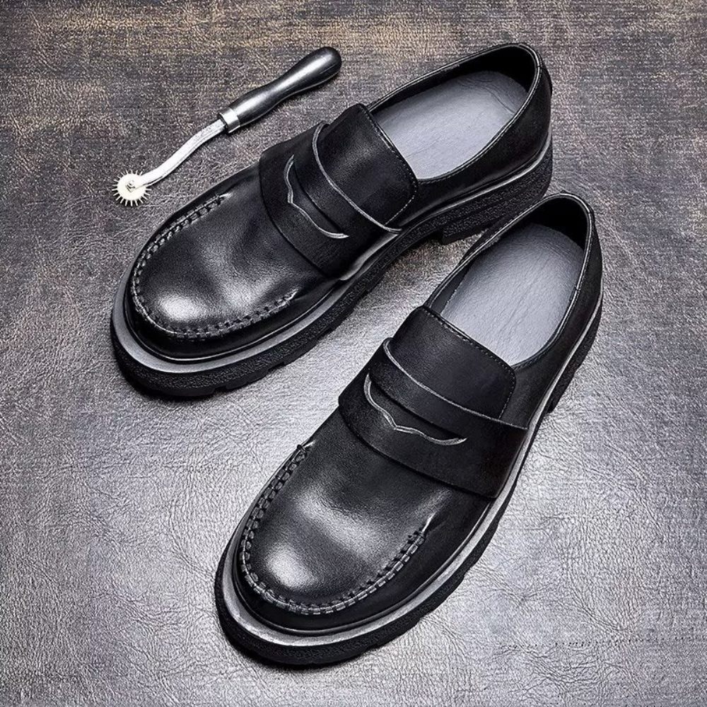 Chaussures Décontractées Pour Hommes Habillées Luxe Et Confortables À Enfiler - Noir