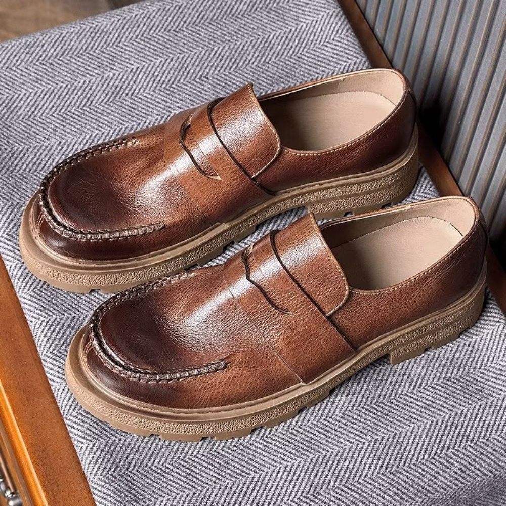 Chaussures Décontractées Pour Hommes Habillées Luxe Et Confortables À Enfiler - Café