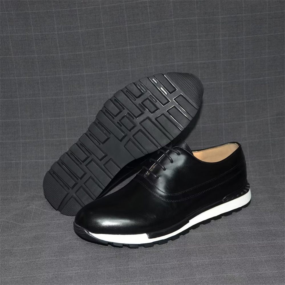 Chaussures Décontractées Pour Hommes Impressions Robe À Lacets Exotiques - Noir