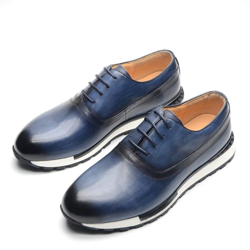 Chaussures Décontractées Pour Hommes Impressions Robe À Lacets Exotiques - Bleu