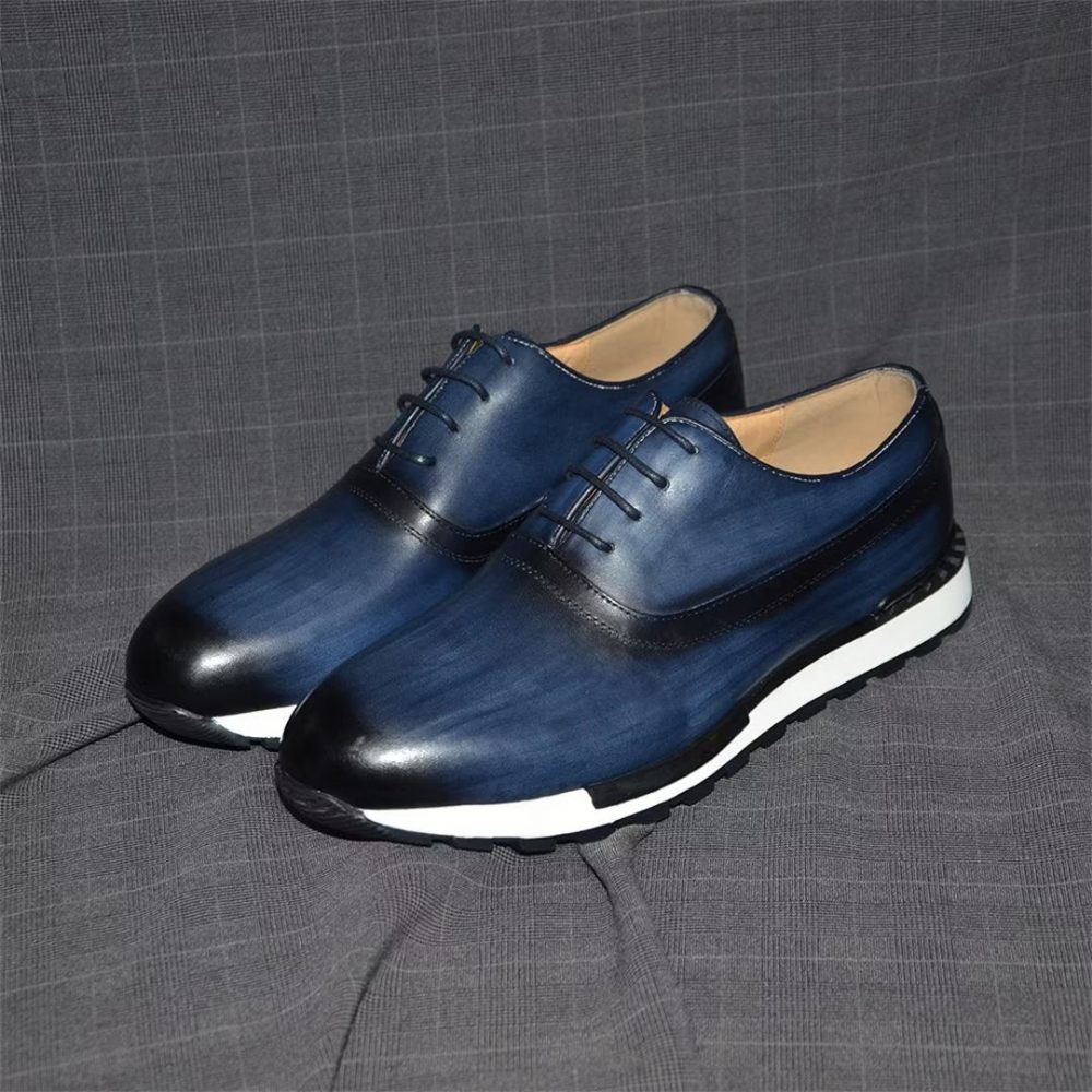 Chaussures Décontractées Pour Hommes Impressions Robe À Lacets Exotiques - Bleu