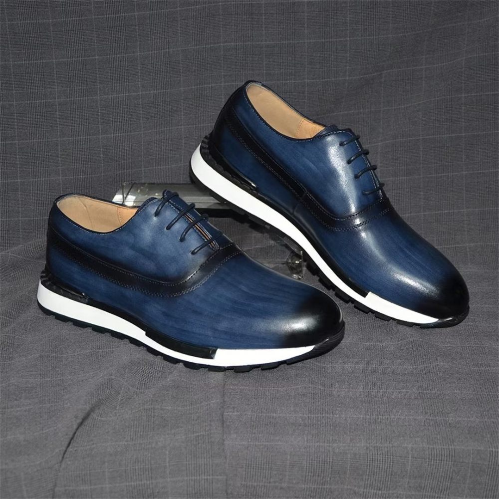 Chaussures Décontractées Pour Hommes Impressions Robe À Lacets Exotiques - Bleu