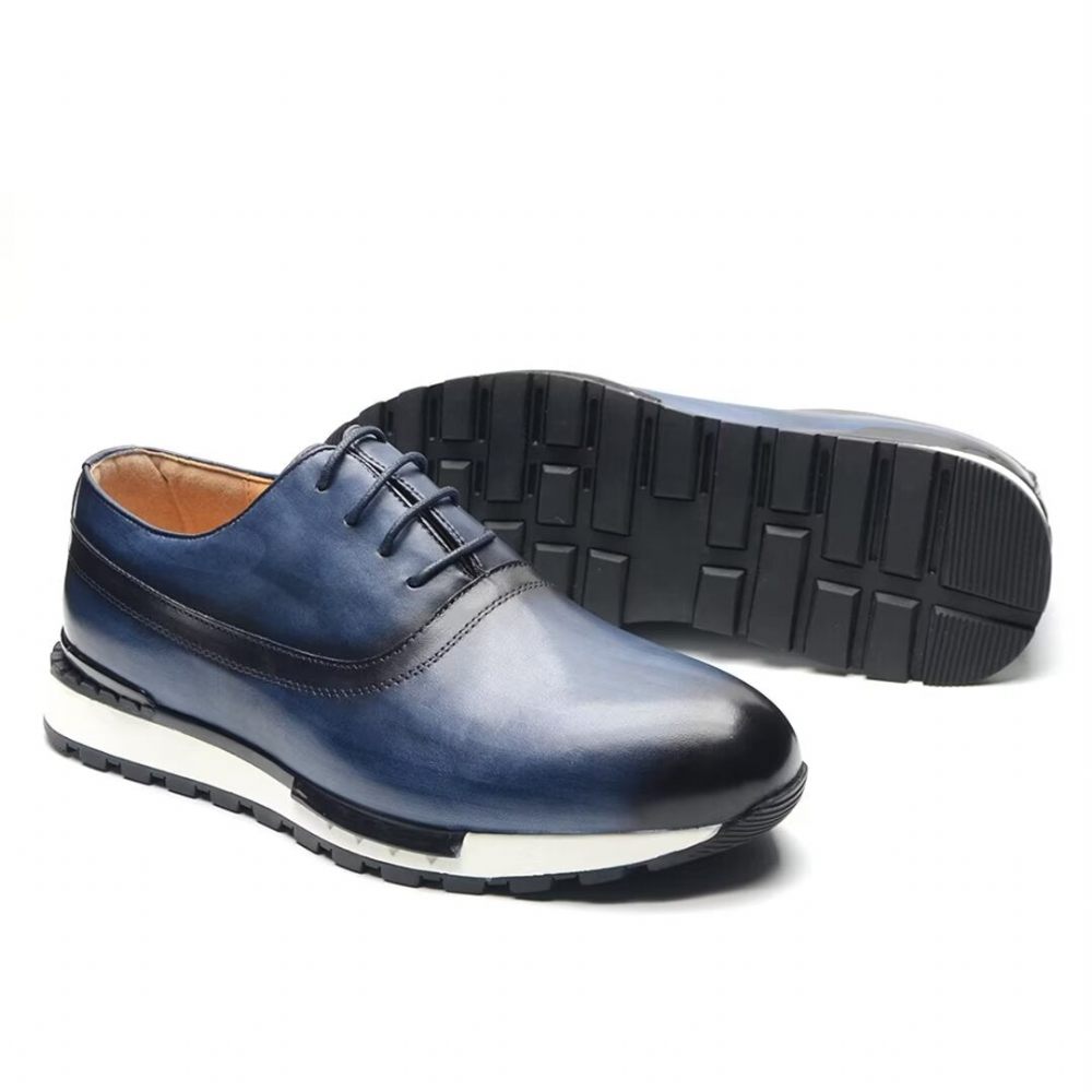 Chaussures Décontractées Pour Hommes Impressions Robe À Lacets Exotiques - Bleu