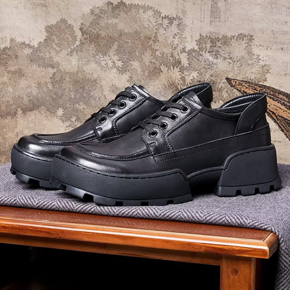 Chaussures Décontractées Pour Hommes À Lacets Bout Carré - Noir