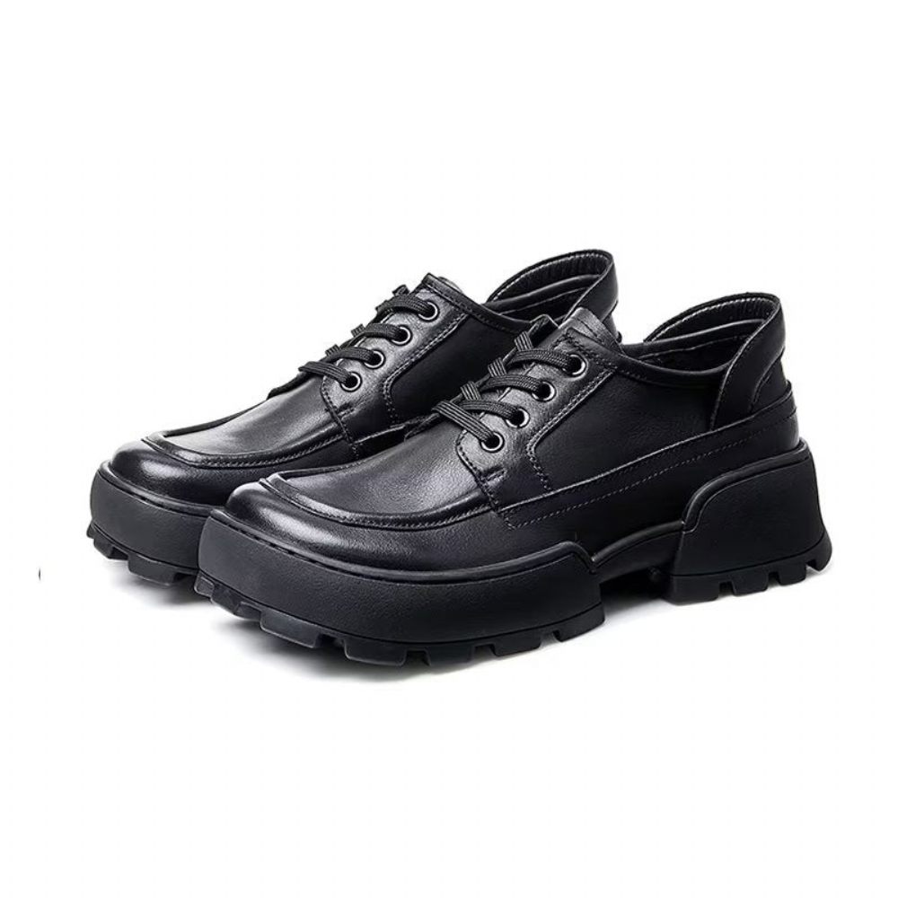 Chaussures Décontractées Pour Hommes À Lacets Bout Carré - Noir