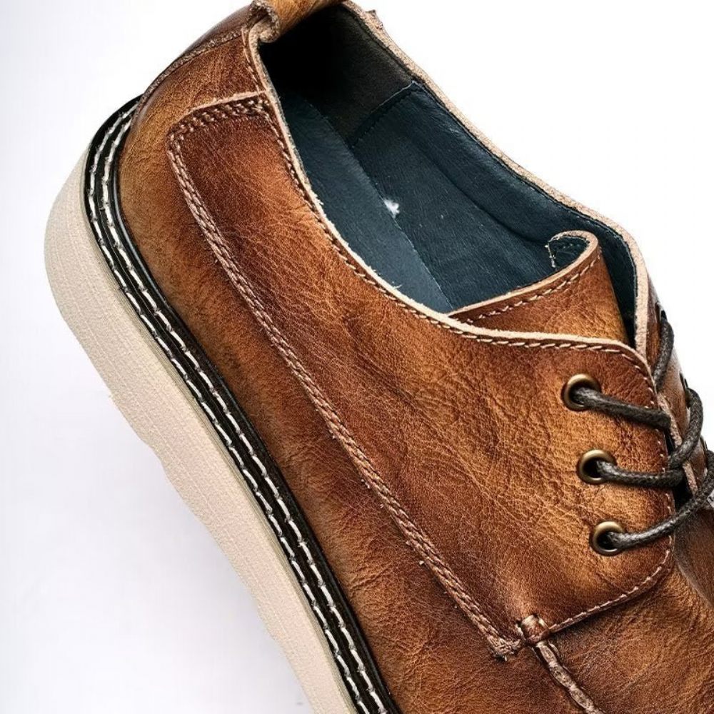 Chaussures Décontractées Pour Hommes À Lacets Bout Rond - Café