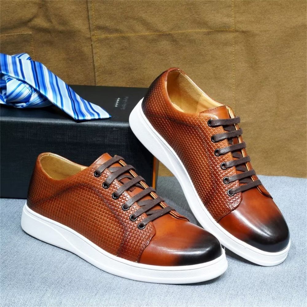 Chaussures Décontractées Pour Hommes À Lacets Élégantes - Marron