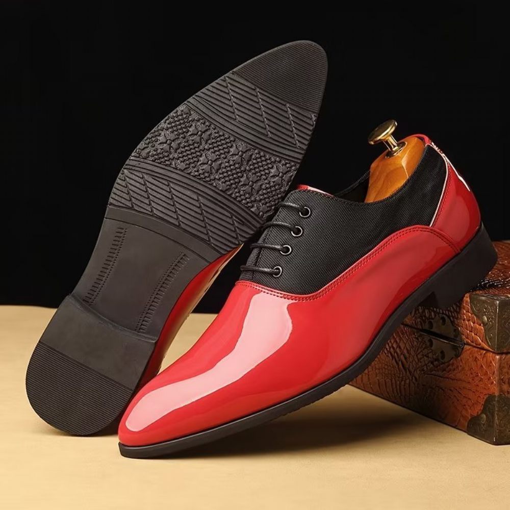 Chaussures Décontractées Pour Hommes À Lacets Motifs Unis - Rouge