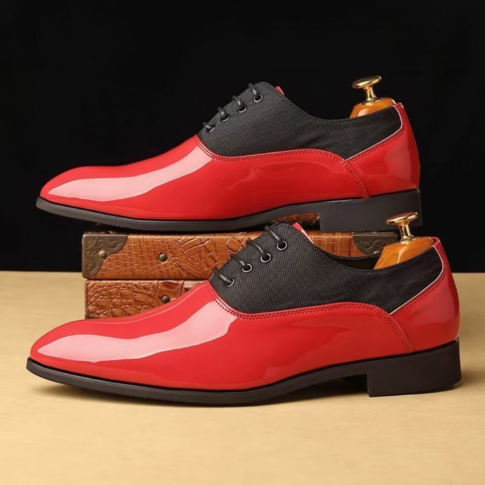 Chaussures Décontractées Pour Hommes À Lacets Motifs Unis - Rouge