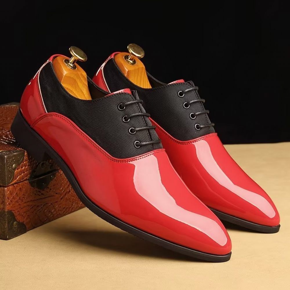 Chaussures Décontractées Pour Hommes À Lacets Motifs Unis - Rouge