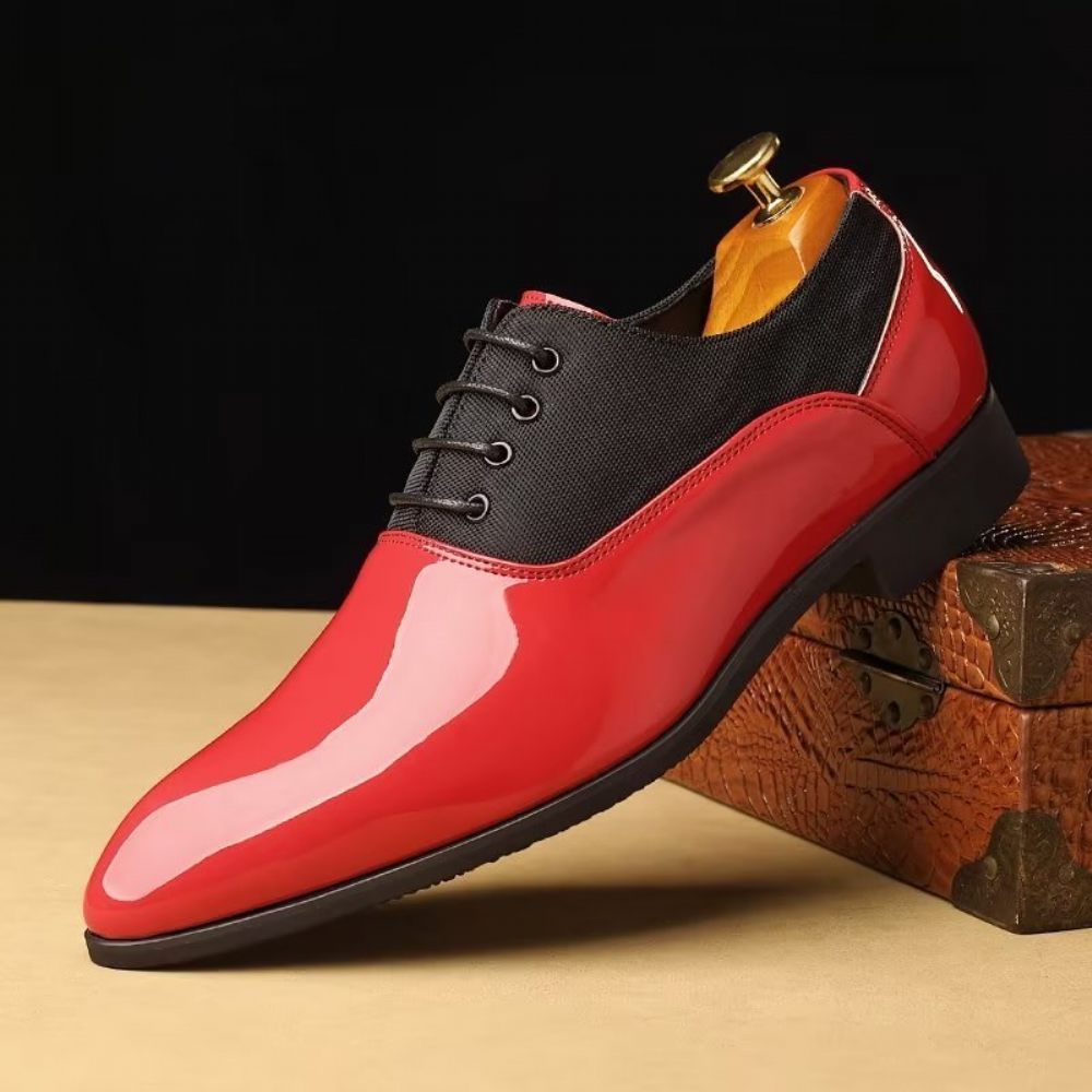 Chaussures Décontractées Pour Hommes À Lacets Motifs Unis - Rouge