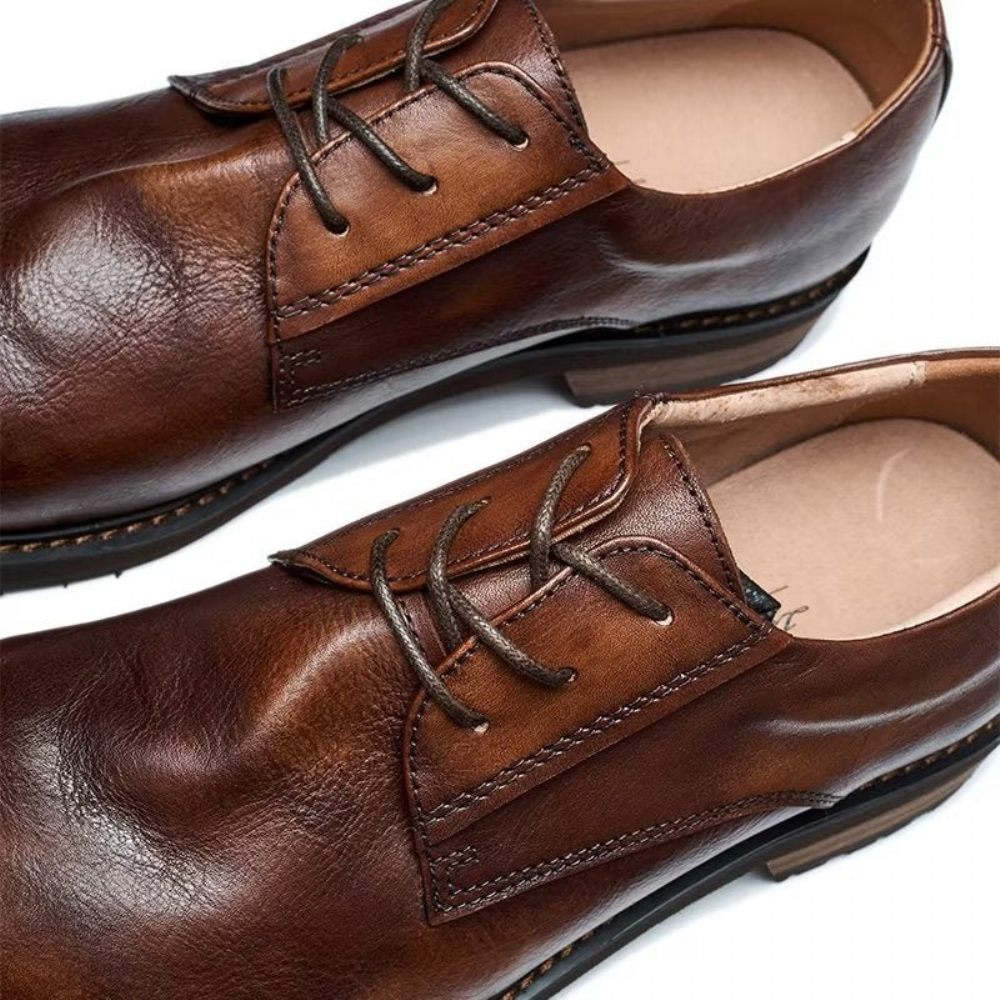 Chaussures Décontractées Pour Hommes Lavish Leatherlux À Bout Rond - Café