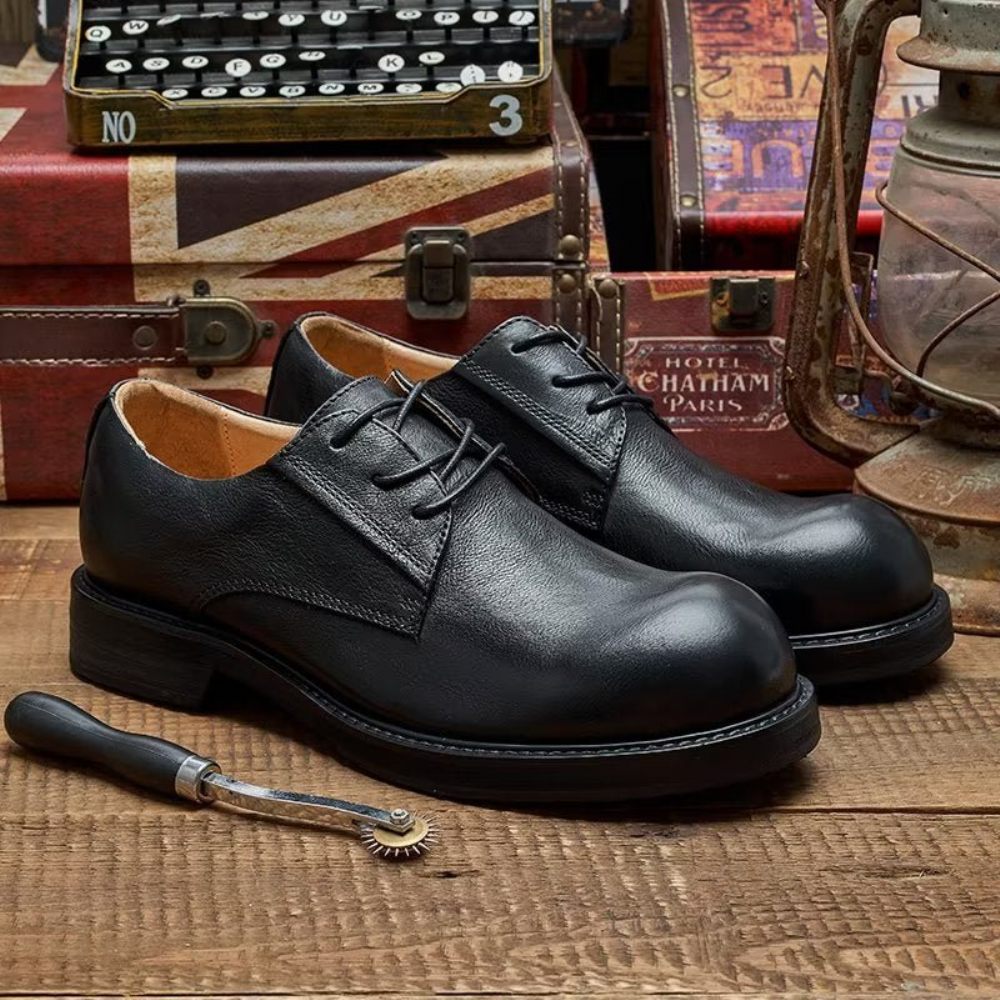 Chaussures Décontractées Pour Hommes Lavish Leatherlux À Bout Rond - Noir