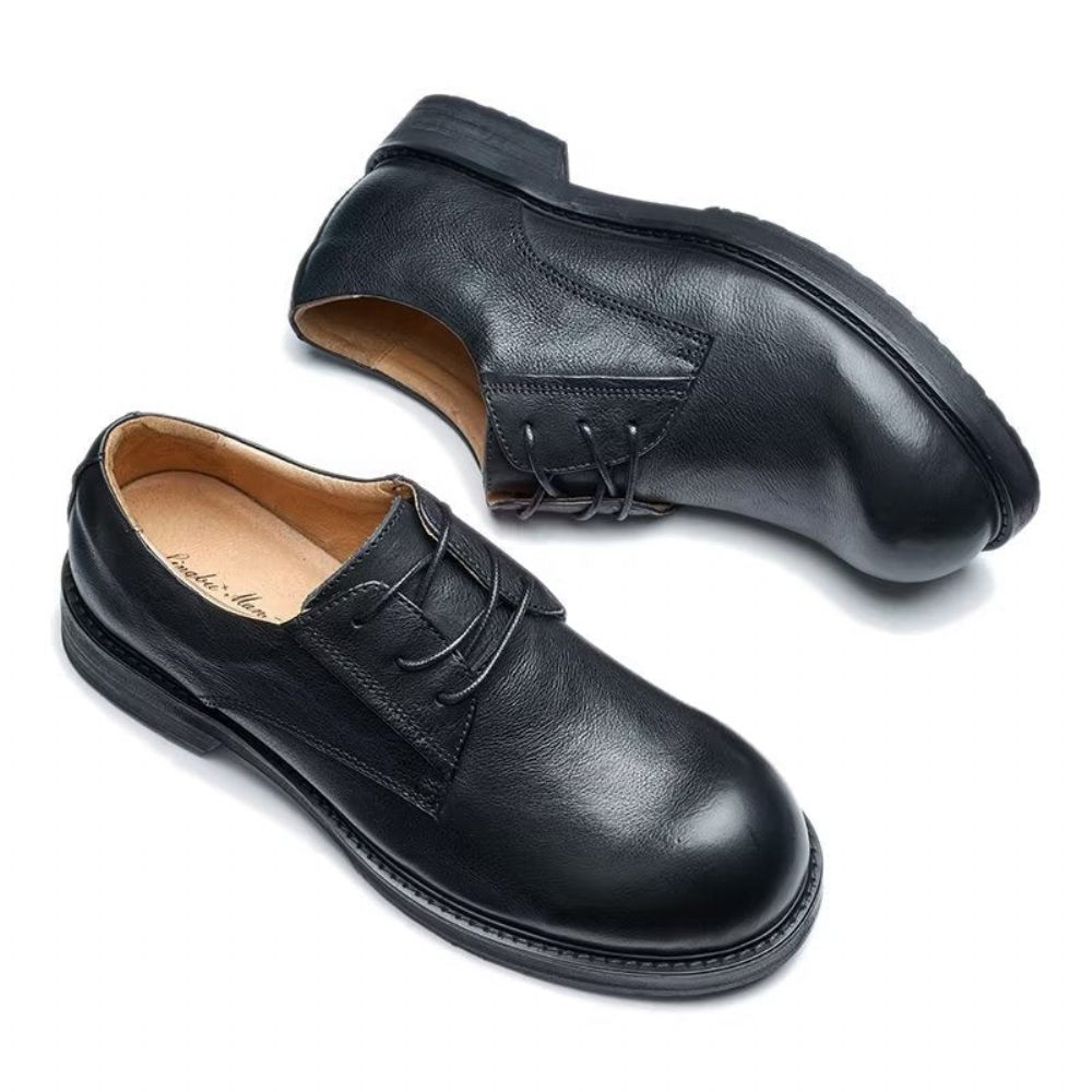 Chaussures Décontractées Pour Hommes Lavish Leatherlux À Bout Rond - Noir