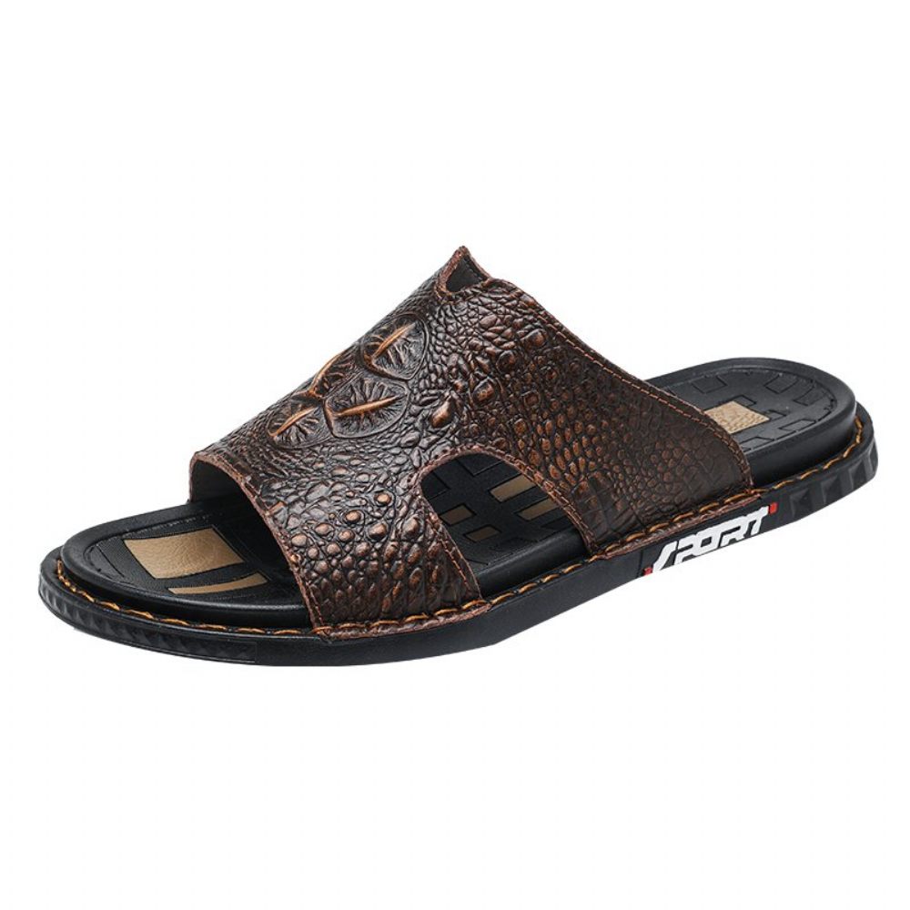 Chaussures Décontractées Pour Hommes Luxecroco Summer Chic Slip On Slides - Café