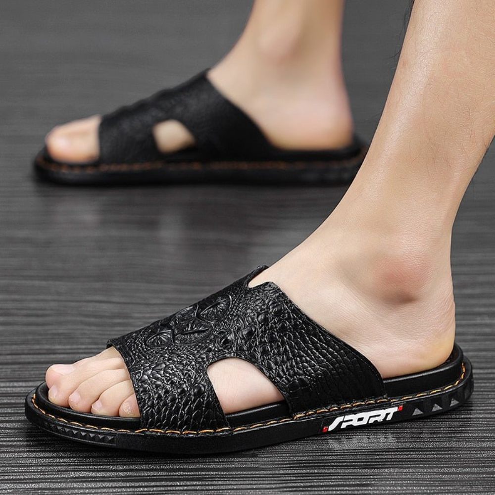 Chaussures Décontractées Pour Hommes Luxecroco Summer Chic Slip On Slides - Noir