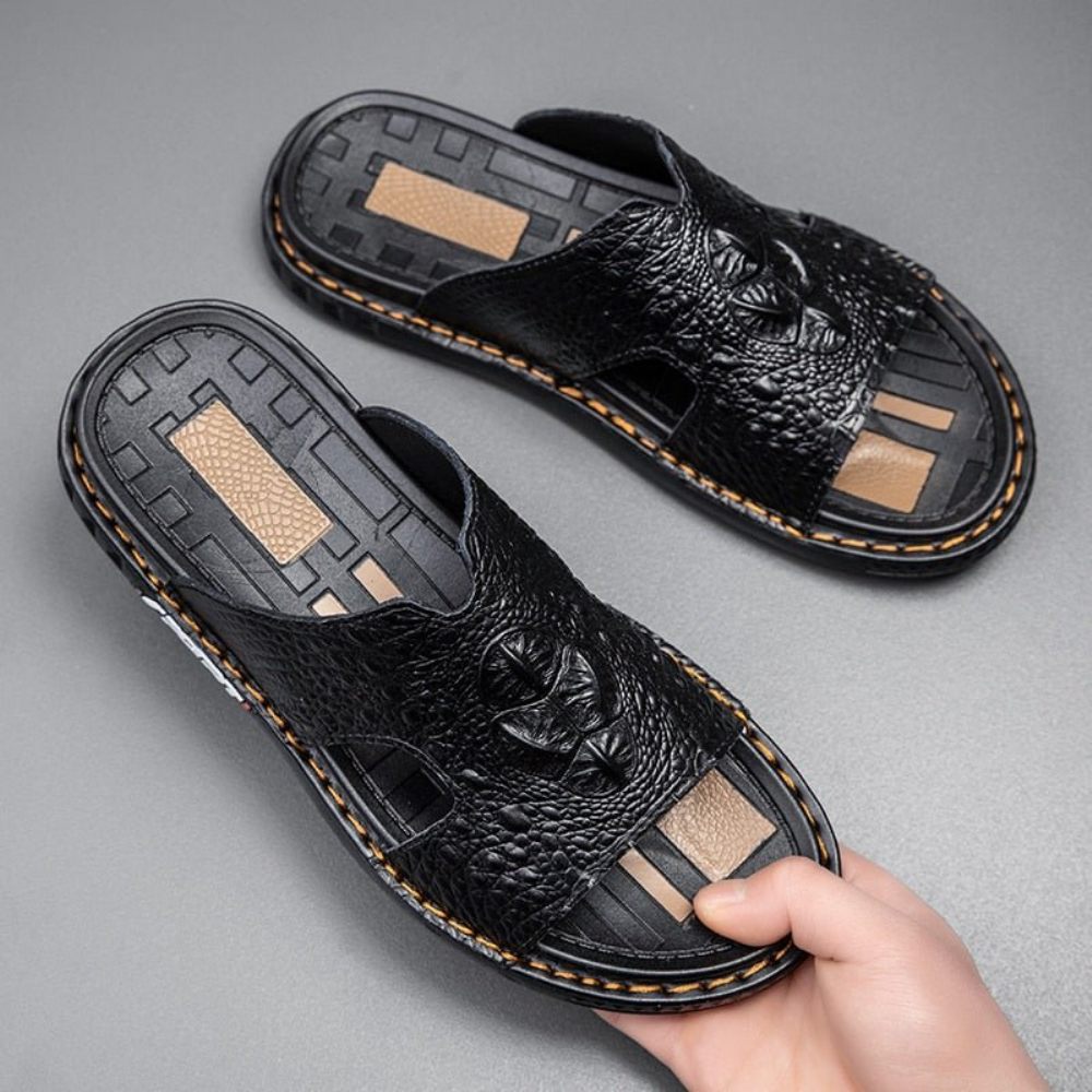 Chaussures Décontractées Pour Hommes Luxecroco Summer Chic Slip On Slides - Noir