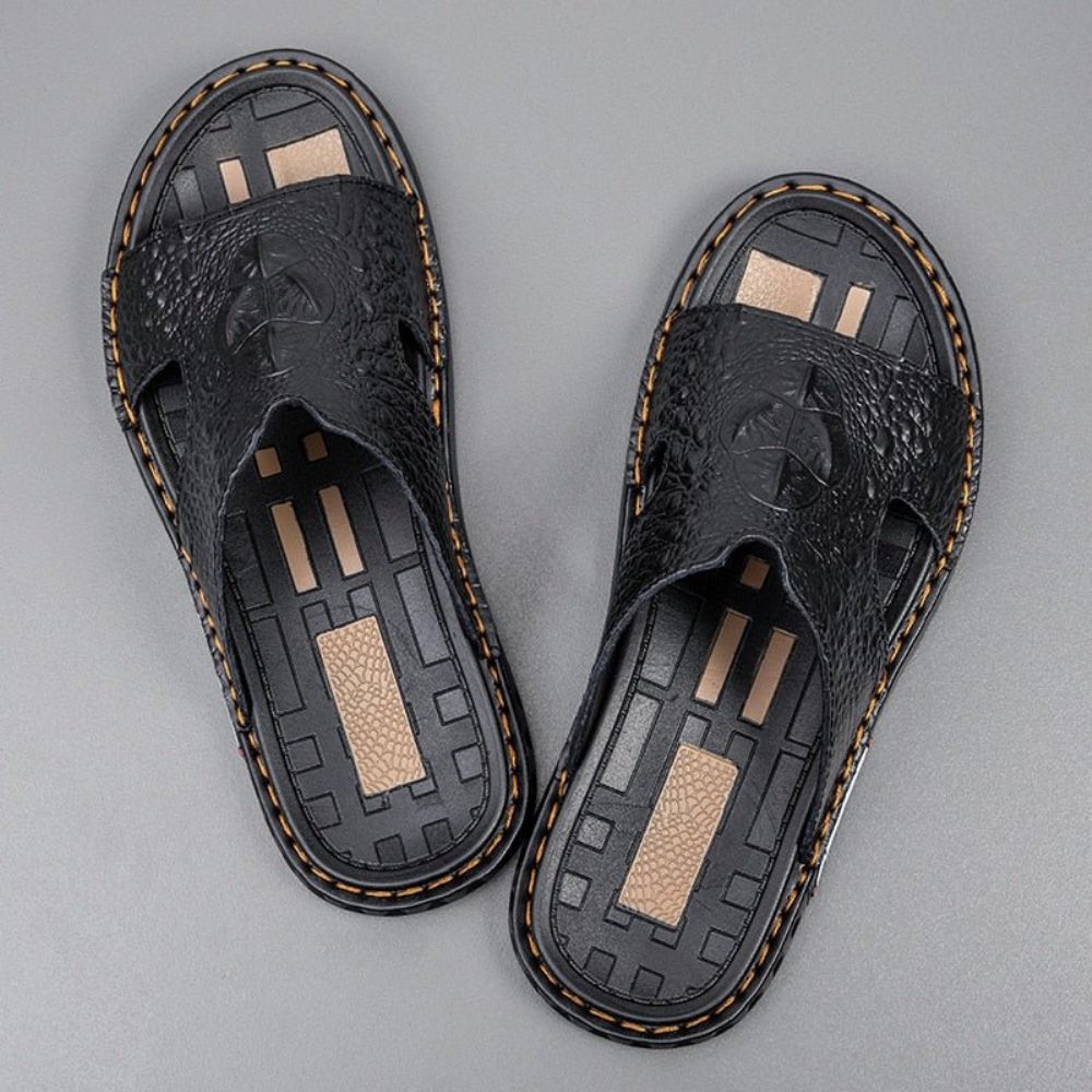 Chaussures Décontractées Pour Hommes Luxecroco Summer Chic Slip On Slides - Noir