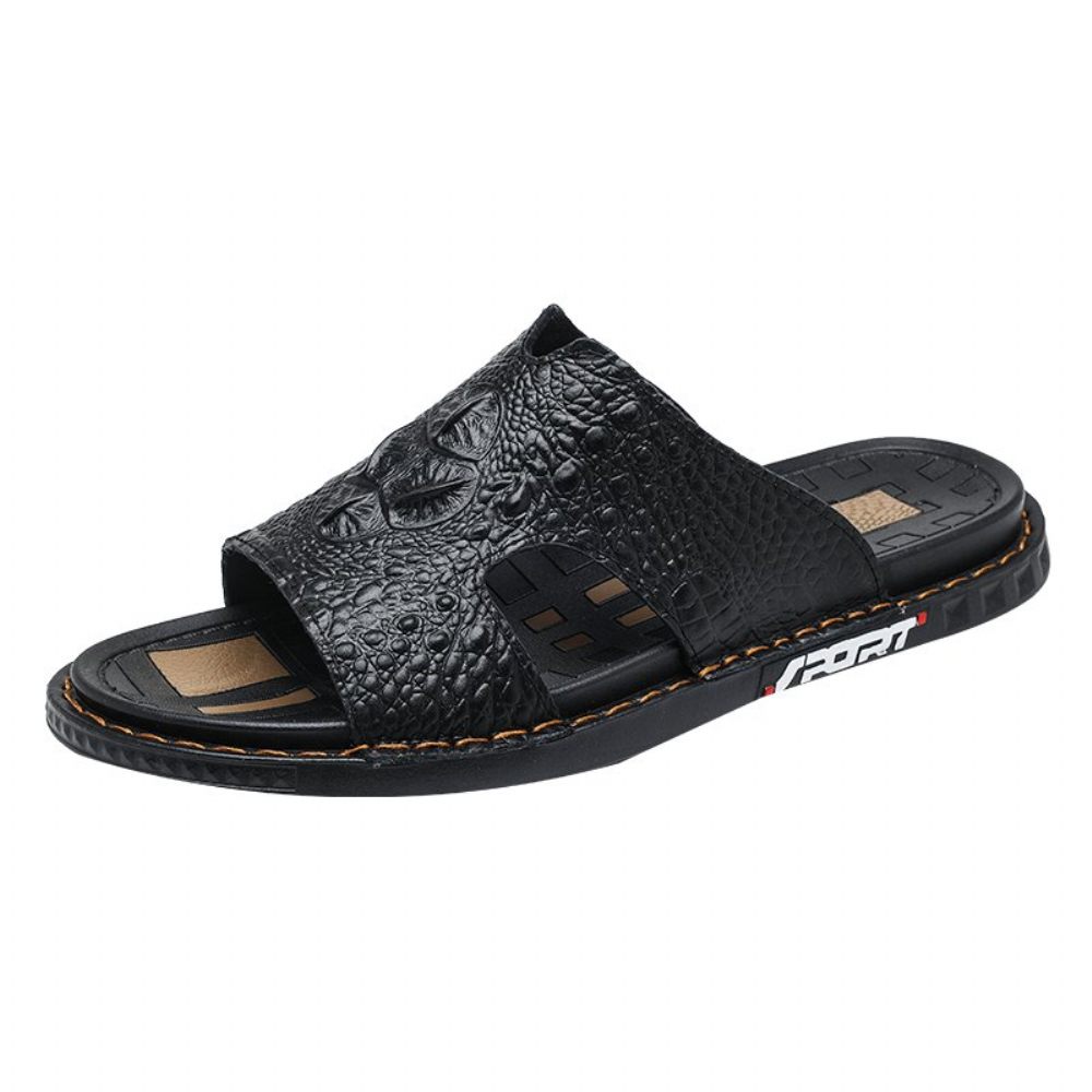 Chaussures Décontractées Pour Hommes Luxecroco Summer Chic Slip On Slides - Noir